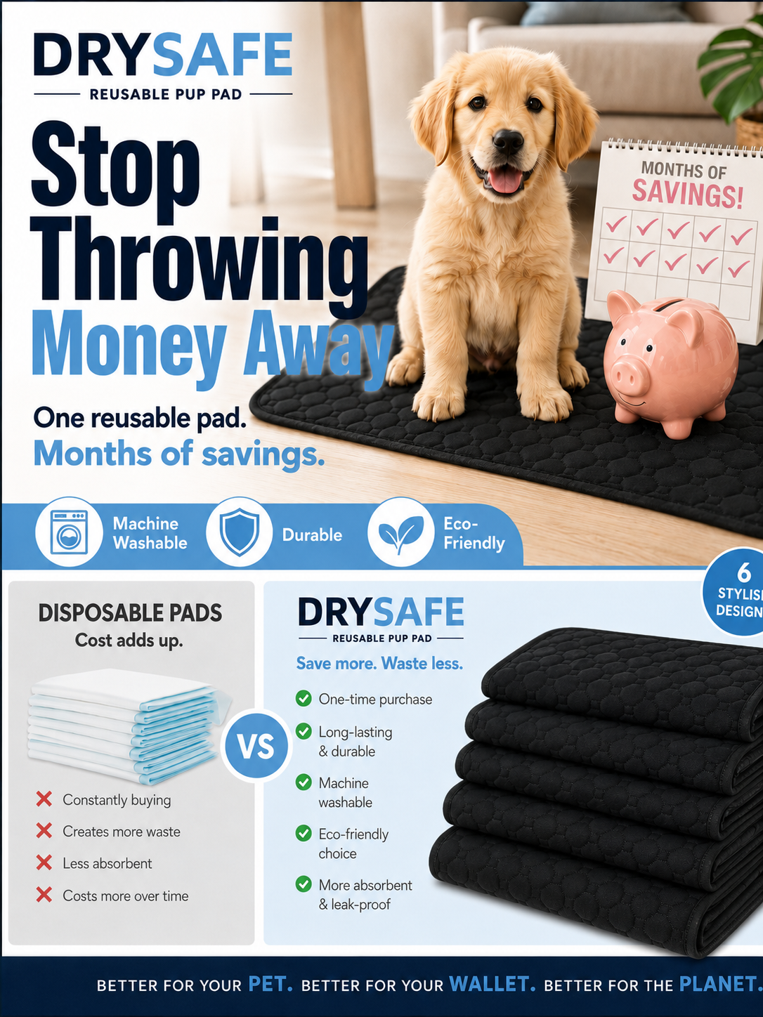 DrySafe Reusable Pup Pad 2.0